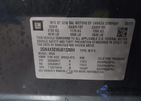 2018 Chevrolet Equinox Lt from USA, damaged, VIN 2GNAXSEV6J6133684